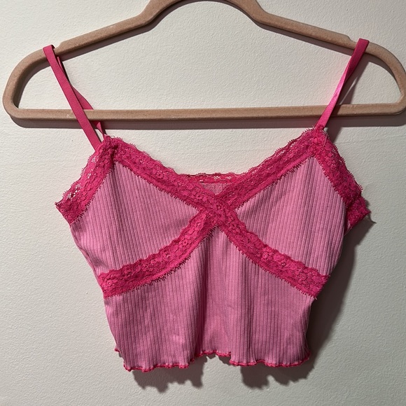 Amazon Tops - Hot Pink Lace Crop top, Size Small